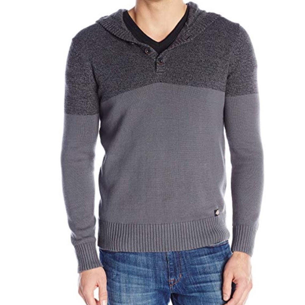 Dickies sweater heather gray Henley hoodie L xl xxl vintage hooded sweatshirt